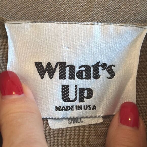 Vintage 80s/90s What’s Up tan/brown linen tank dress with large front pockets - Picture 7 of 8